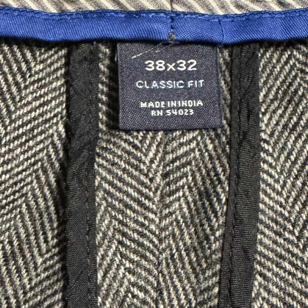 VTG Gap Wool Herringbone dress pants slacks Mens 38X32 Classic Fit Gray - Picture 6 of 11